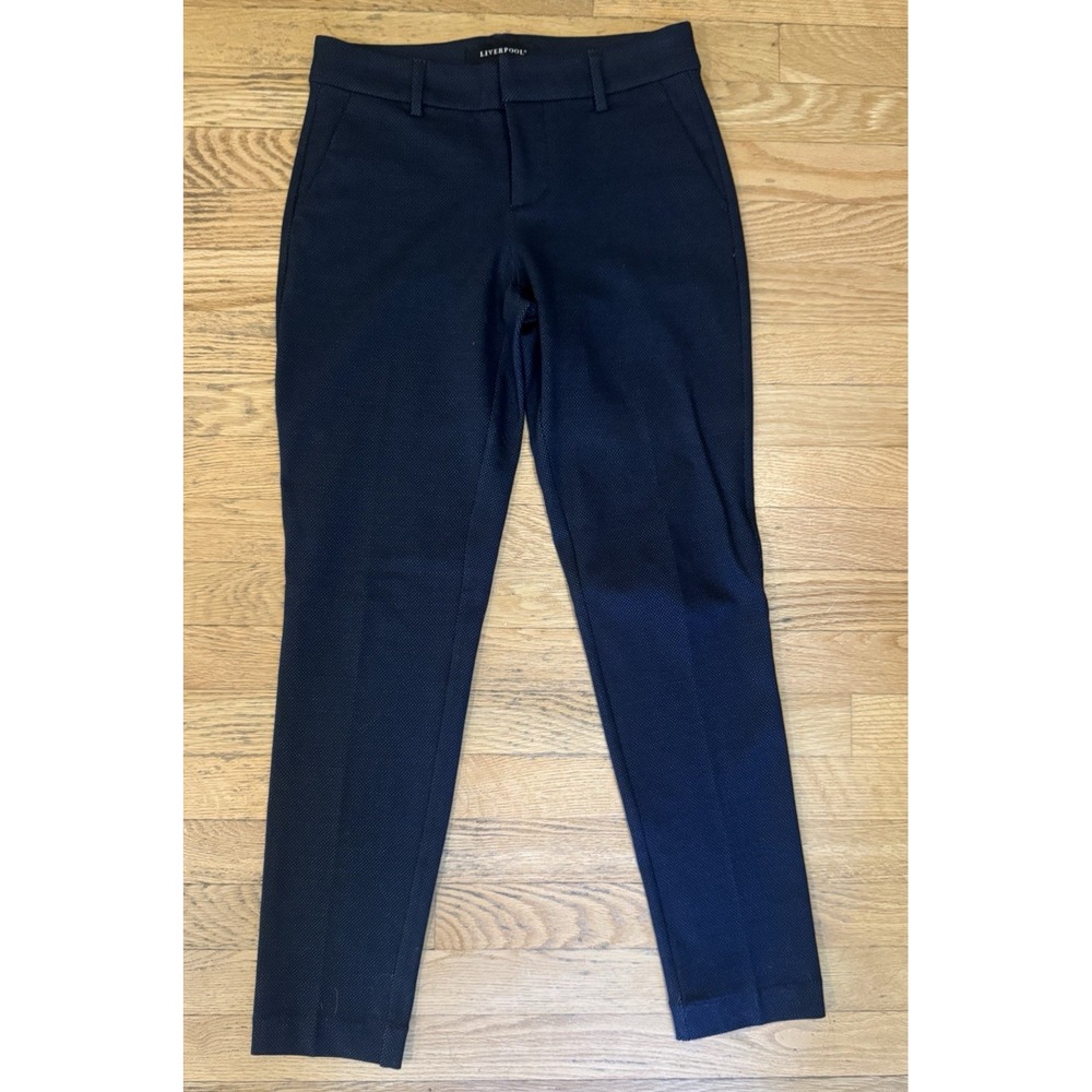 Liverpool Women's Navy Knit Dress Pants Skinny Slim Fit Mid Rise Zip Pockets